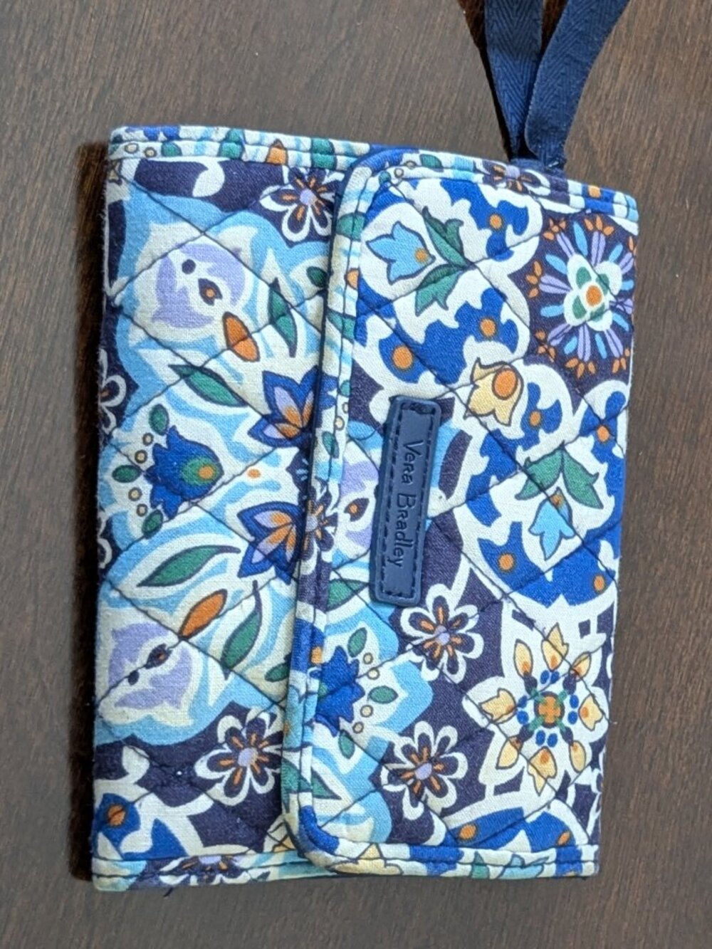 Vera Bradley Blues Trifold Snap Wallet Light Discoloration